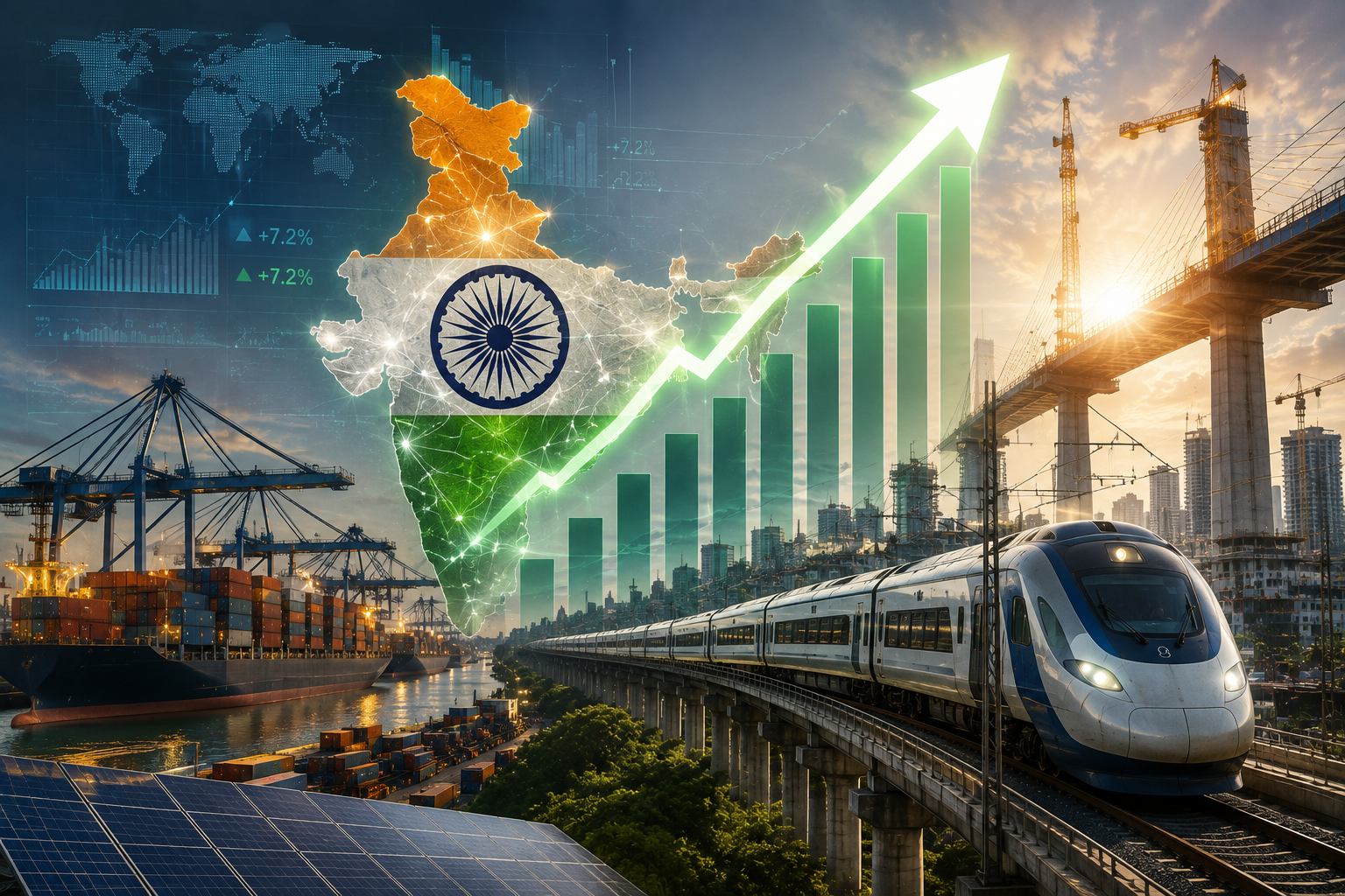 INDIA LOGRA UN CRECIMIENTO DEL 7,2 % DEL PIB GRACIAS A LA INVERSIÓN PÚBLICA EN PUERTOS Y TRENES