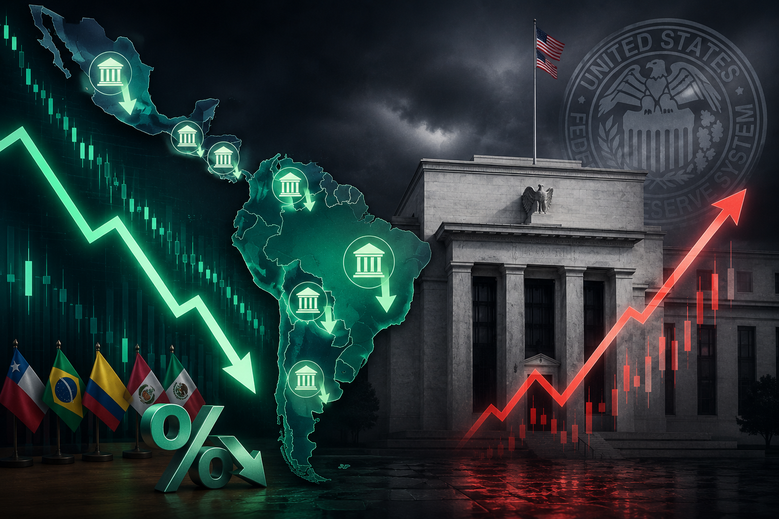 LOS BANCOS CENTRALES LATINOS SE REBELAN CONTRA LA FED Y BAJAN TASAS PARA REACTIVAR SUS ECONOMÍAS