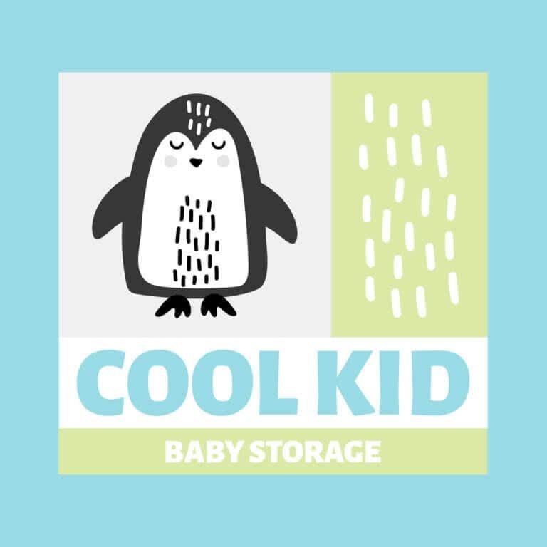 A light blue logo featuring an adorable penguin illustration ideal for a baby's clothing brand 