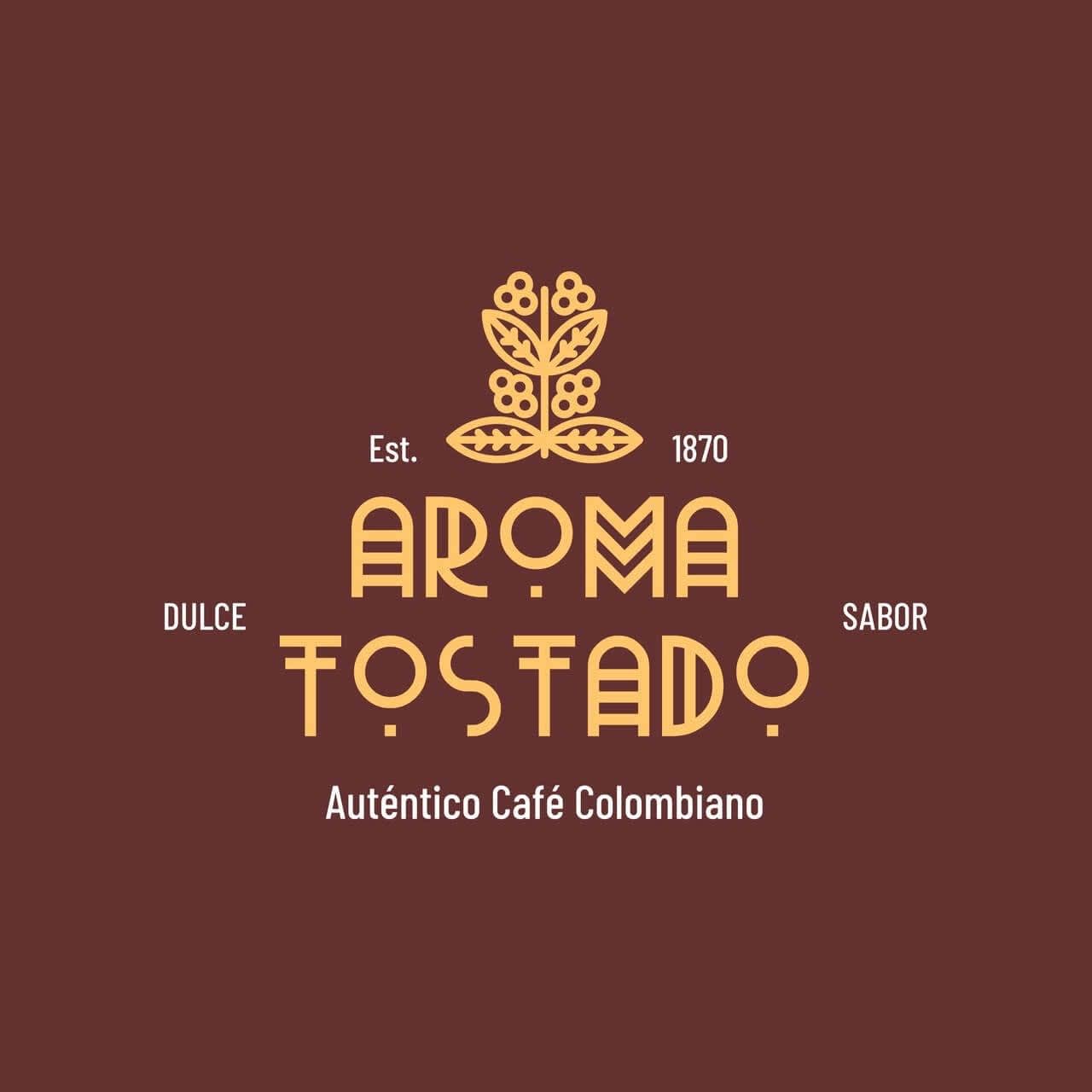 A brown logo for a coffee brand featuring an unconventional typography and a coffee plant draw