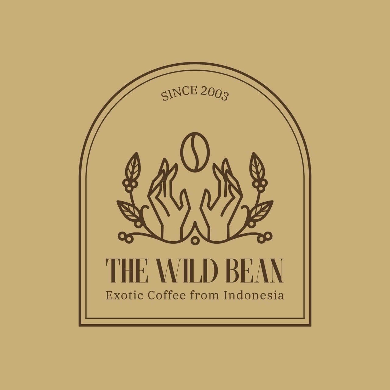 An earthy brown logo featuring a coffee beans illustration for a coffee business 