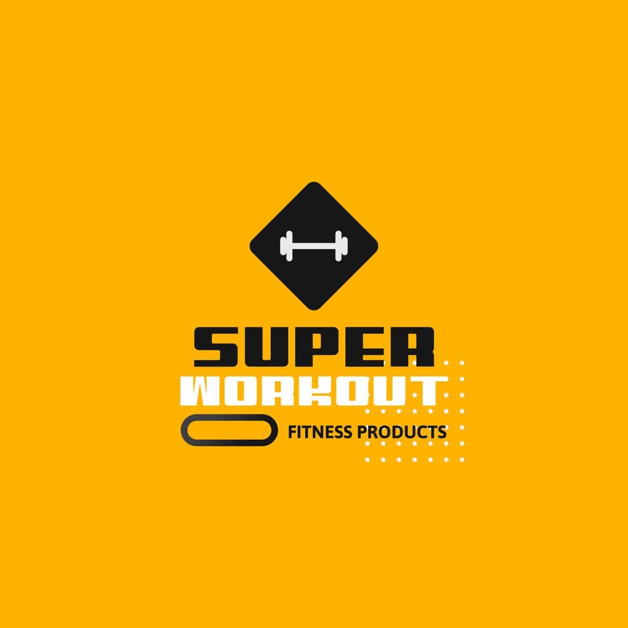 A vivid yellow logo for a gym brand featuring a flat weight icon 