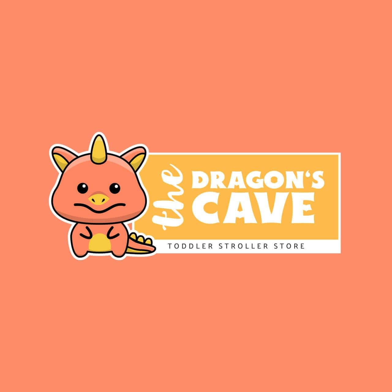 An adorable orange logo for a kids' apparel brand featuring a tiny and pretty dragon 