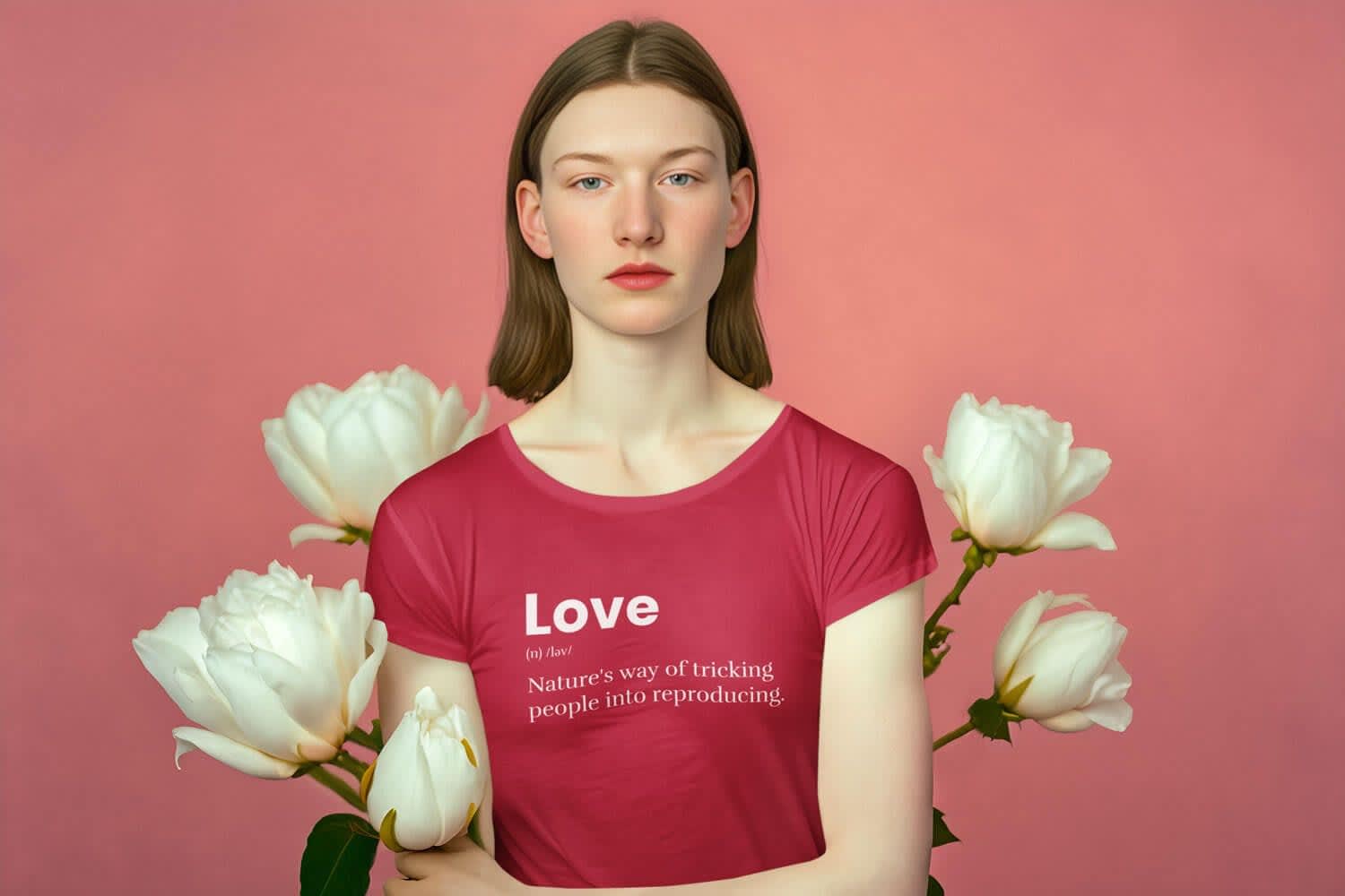 t-shirt-mockup-featuring-an-ai-generated-woman-with-flowers-in-the-background