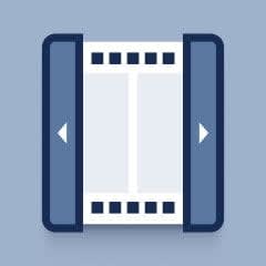 A flat illustration of a clip with arrows on the sides showcasing Placeit's Video Cropper.