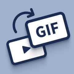 Two small images represent a YouTube video and a square with the letters 'GIF' is accompanied by an arrow representing Placeit's Video to GIF Converter.
