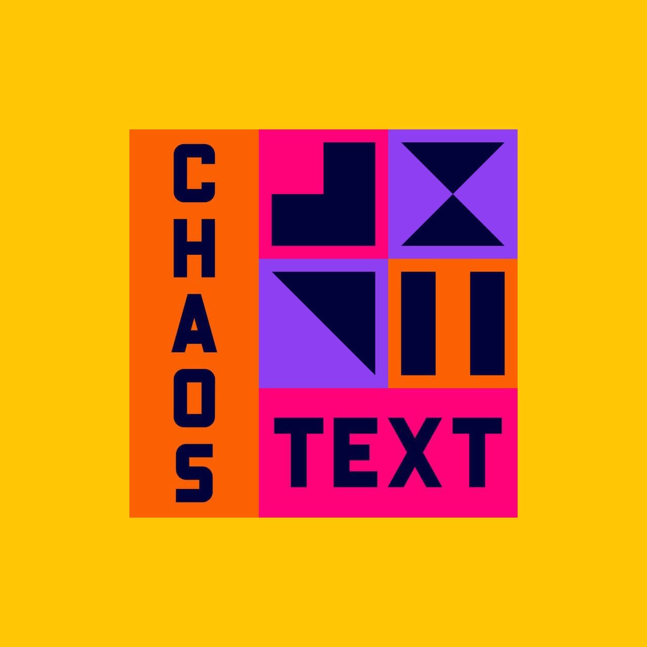 A rainbow logo featuring diverse and colorful geometric elements and a bold font 