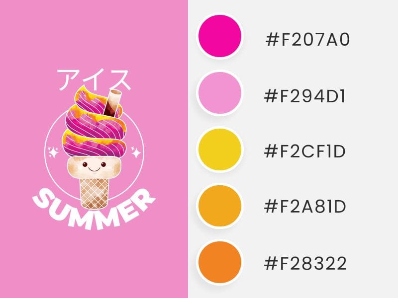 Summer Color Palettes Inspired by a Kawaii T-Shirt with Fun Ice Cream Characters