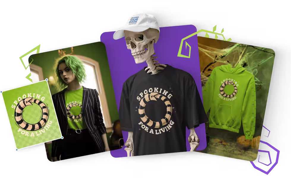 A grid of design and mockup templates in purple and blue tones, available on Placeit by Envato.