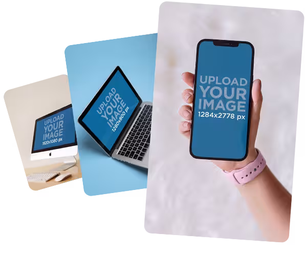 Compilation Image Featuring an iPhone Mockup, MacBook Mockup, and iMac Mockup