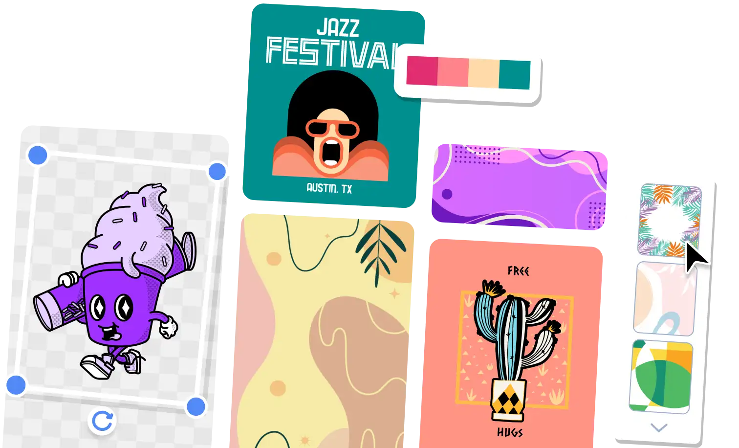 A collage made with different designs created with Placeit's Blank Canvas tool 