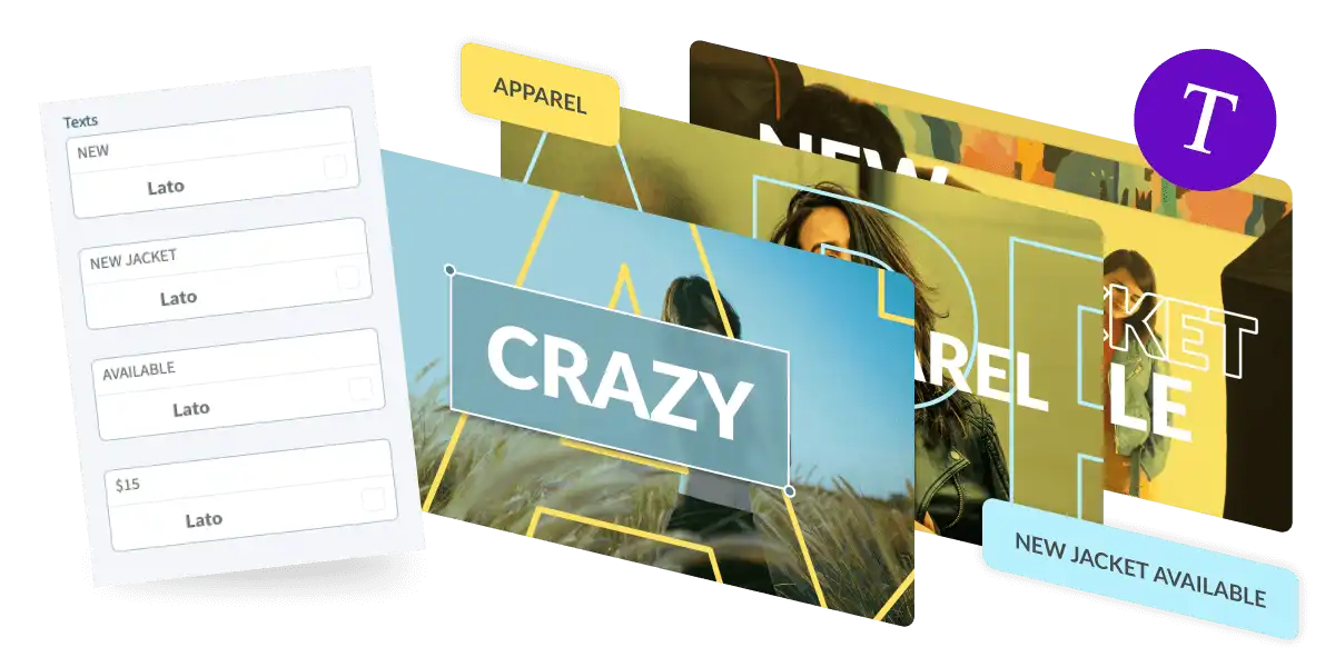 Three templates showing different typefaces to highlight the font customization option available on Placeit.net