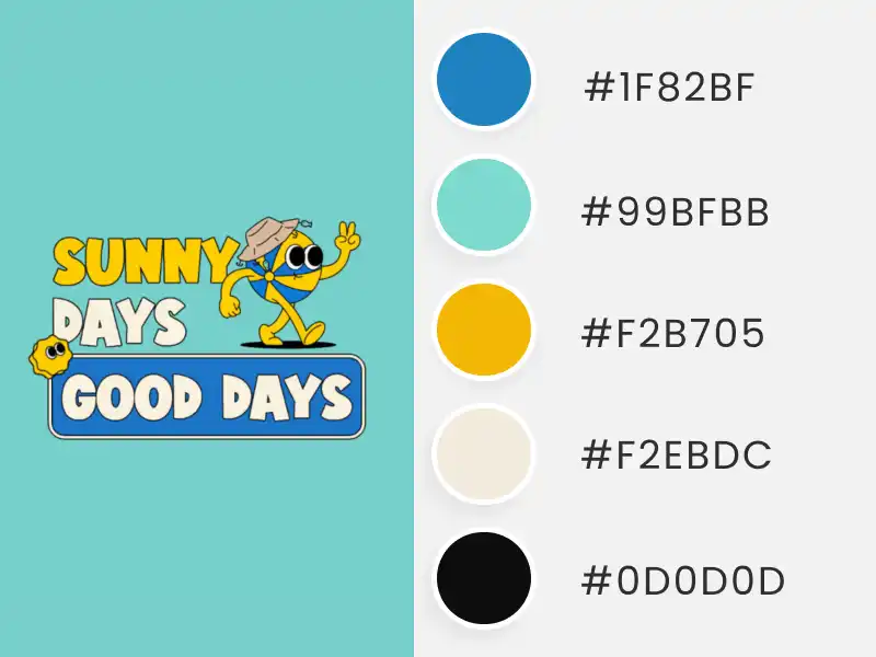 Retro Summer Color Palette Created With a T-Shirt Design Featuring a Retro Beach Ball Cartoon Illustration