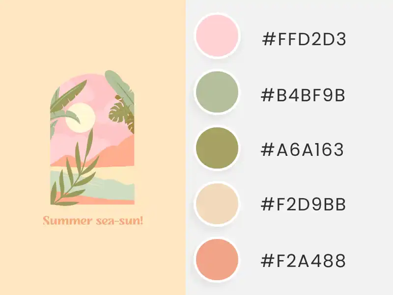 Summer Color Palette Inspired by a Boho T-Shirt Design with a Summer-Themed Illustration to Inspire POD Sellers
