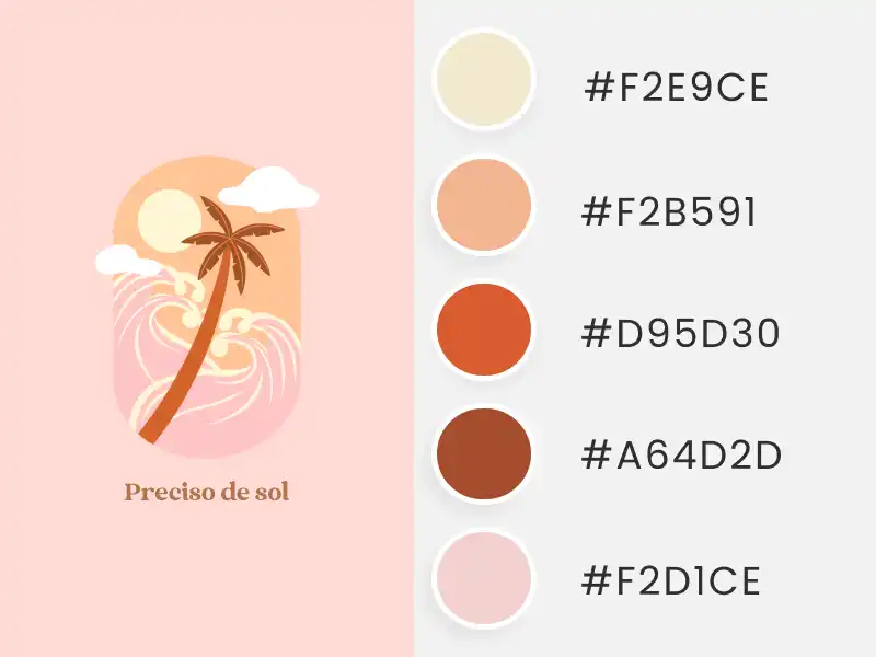 Summer Color Palette Inspired by a T-Shirt Design with a Boho-Styled Illustration of a Beach for POD Sellers