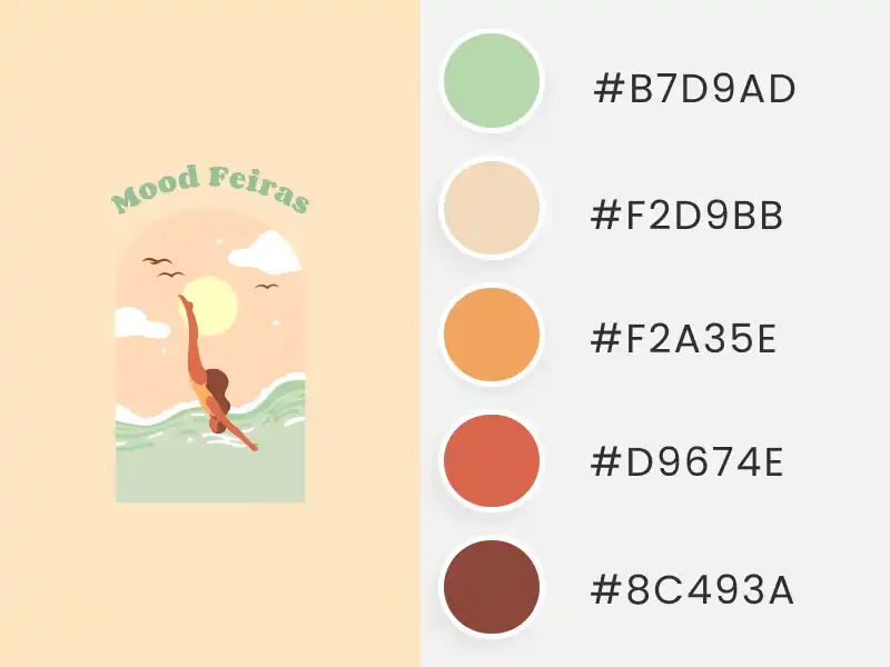 Summer Color Palettes for Print-on-Demand Sellers Created With a T-Shirt Design with a Graphic of a Woman Diving Into the Sea