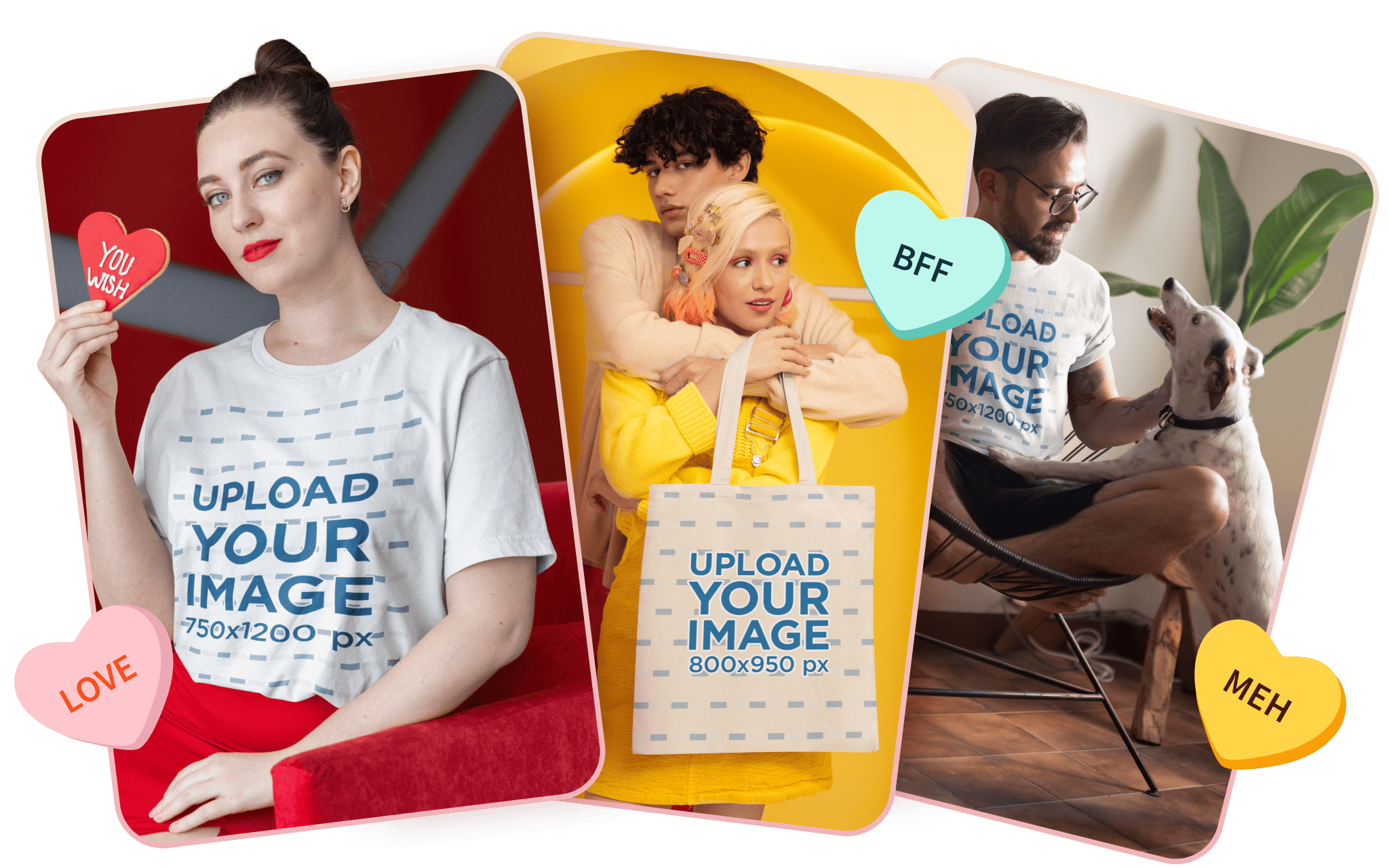 A grid of design and mockup templates in purple and blue tones, available on Placeit by Envato.