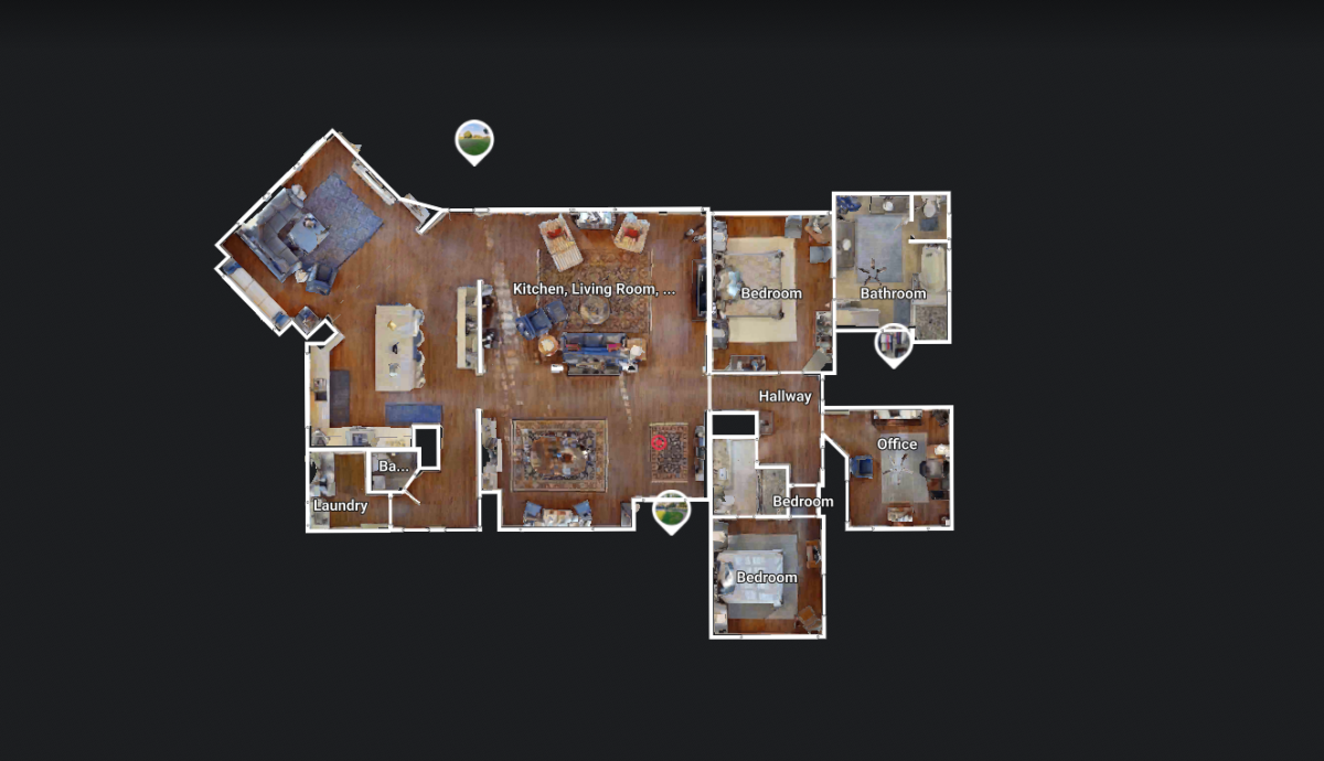Matterport floor-plan view of 225 Bayhills Dr in Hideaway, Texas