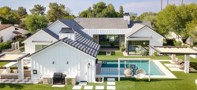 A Valley luxury spec home at dusk