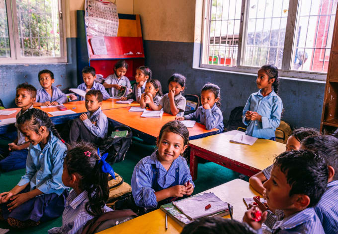 Students at work in their classroom