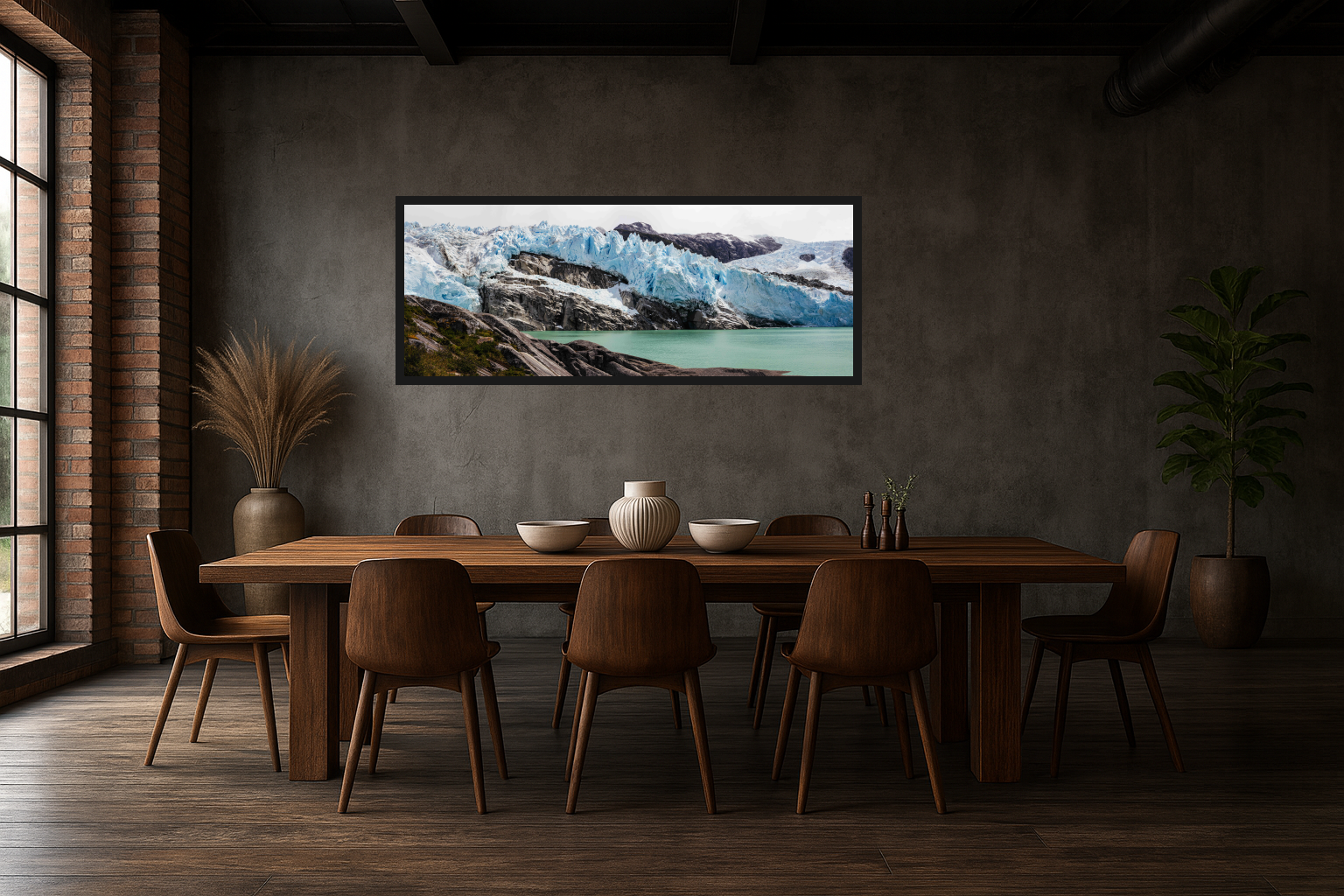 Glacial Lake in Andean Stone. in a room