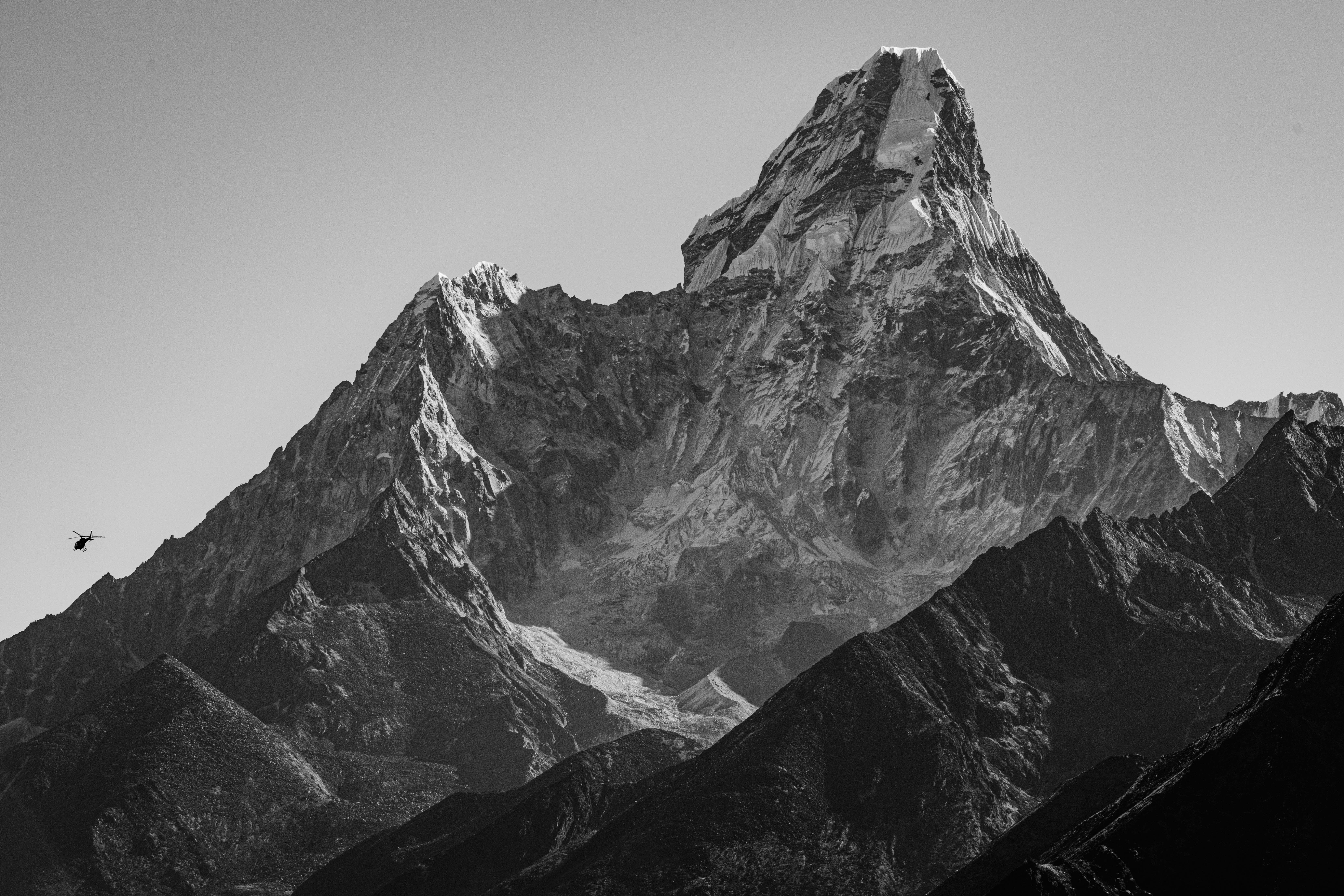 Aerial view of remote mountain terrain revealing pristine landscapes
