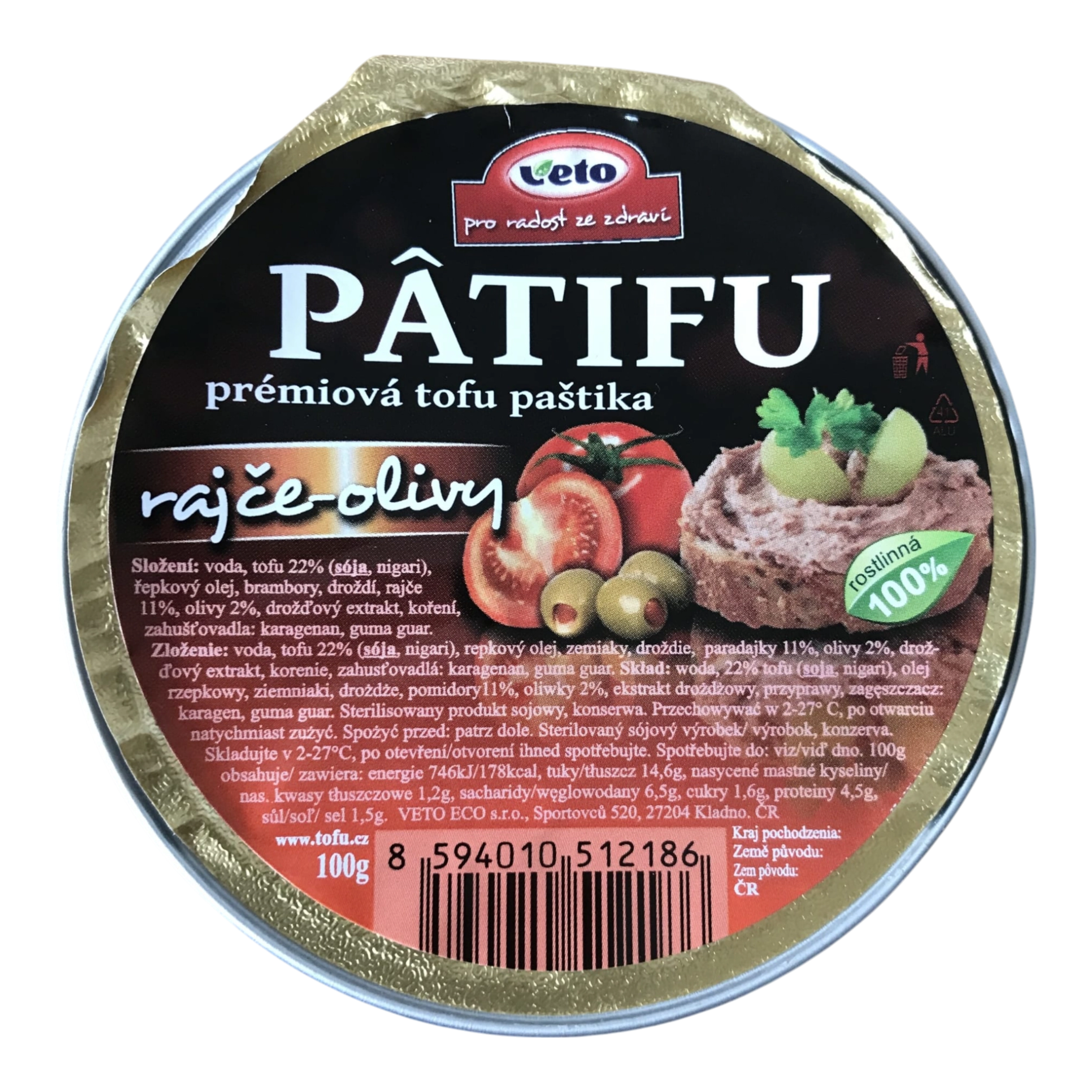 Pasztet z tofu, pomidorami i oliwkami