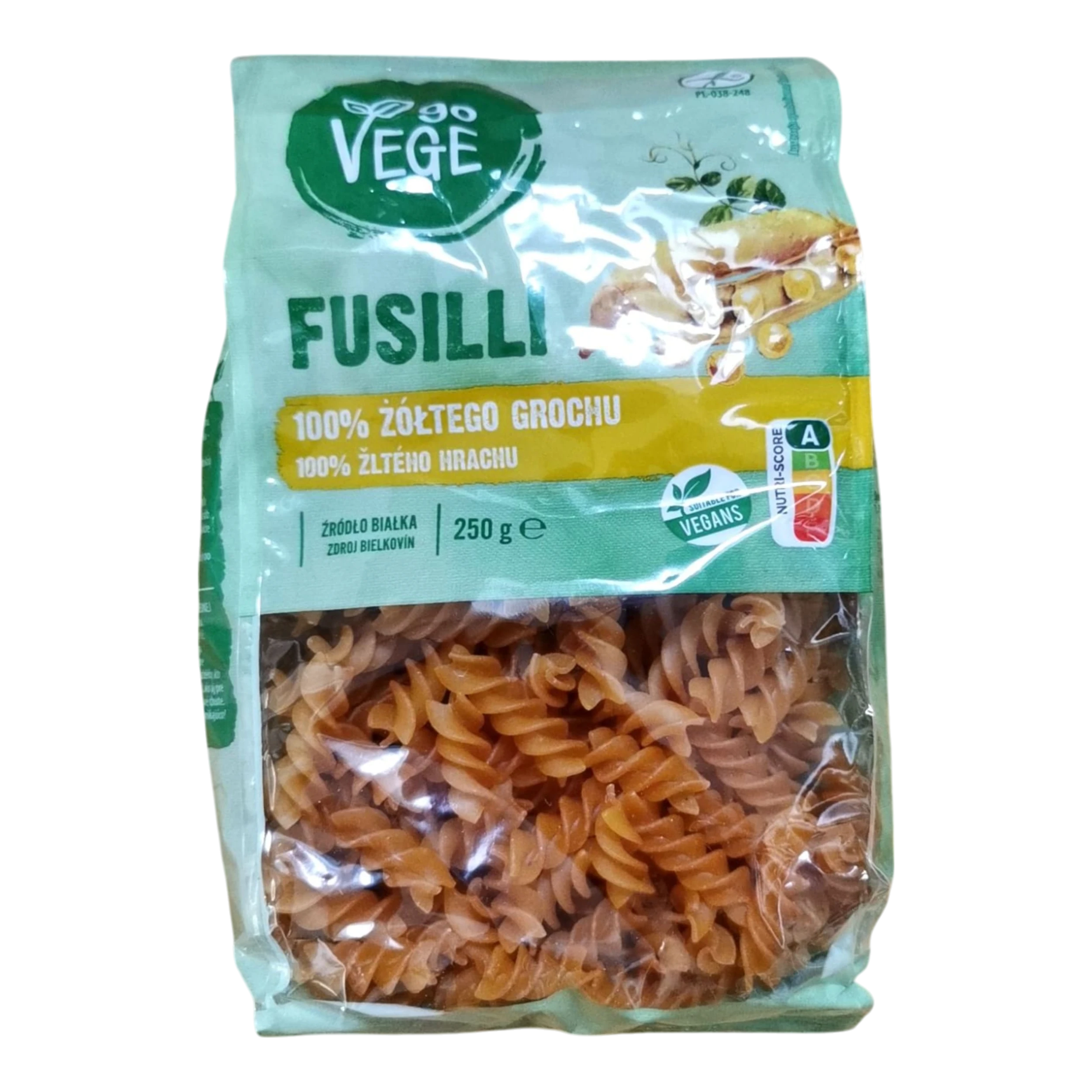 Makaron fusilli z żółtego grochu
