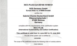 ISCC Plus Certification for Gabriel-Chemie Germany