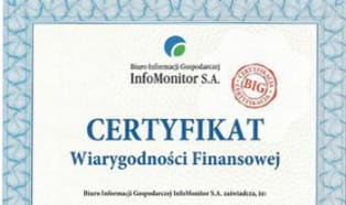Lerg z Certyfikatem Wiarygodności Finansowej