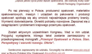 Polska Izba Opakowań przygotowuje I Kongres Przemysłu Opakowań