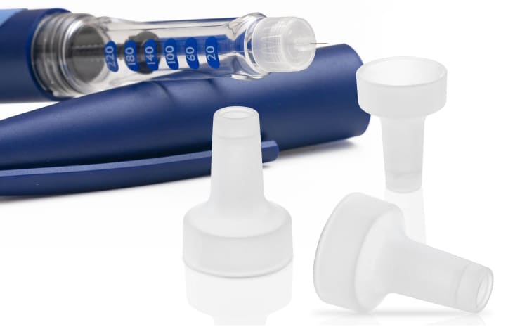 Compact, fast, cleanroom-compatible: A PX 200 produces 96 inner needle protection caps for insulin pens in just 4.5 seconds at the KraussMaffei booth – perfect for the requirements of the medical and pharmaceutical industries.