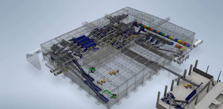 3D drawing of Ecourbis MSW sorting plant