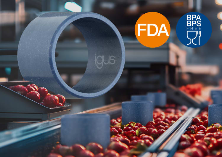 Dzięki zaprezentowaniu iglidur A351, firma igus powiększyła swoje portfolio o nowy, wolny od bisfenolu i zgodny z wymogami FDA materiał, który został zatwierdzony do kontaktu z żywnością i jest szczególnie odporny na chemikalia czyszczące i wysokie temperatury