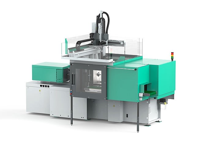 The Allrounder Trend can be equipped with robotic systems and compact protection from Arburg for automated moulded part production
