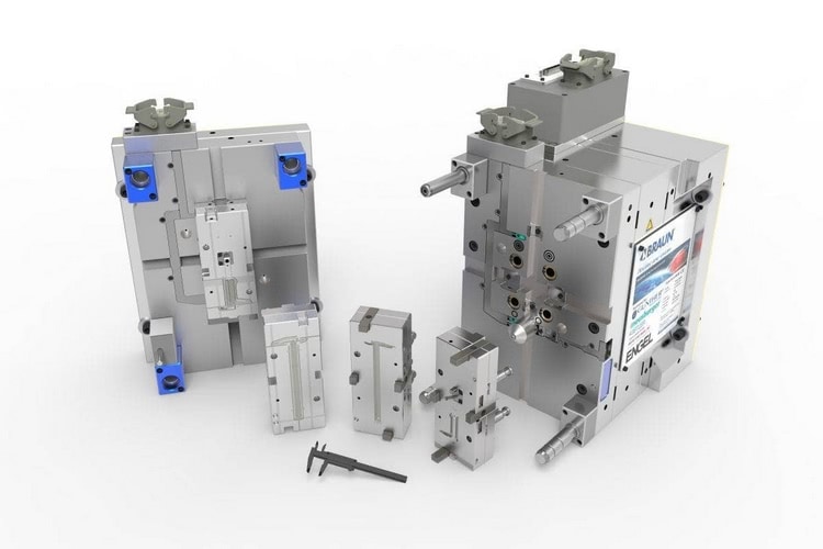 Das von Braunform gebaute Werkzeug mit patentierter Schnellwechselmechanik erlaubt Produktwechsel in einer Minute. 