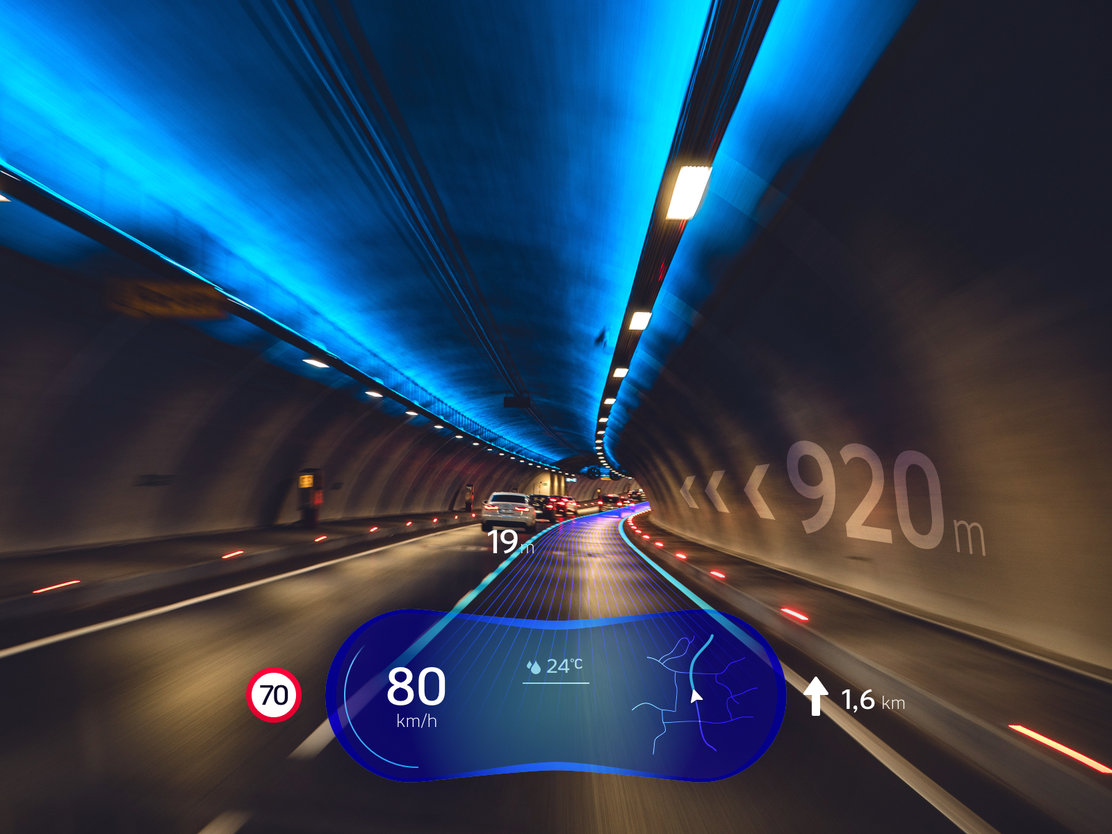 PLATFORM's design of car's windshield AR dashboard.