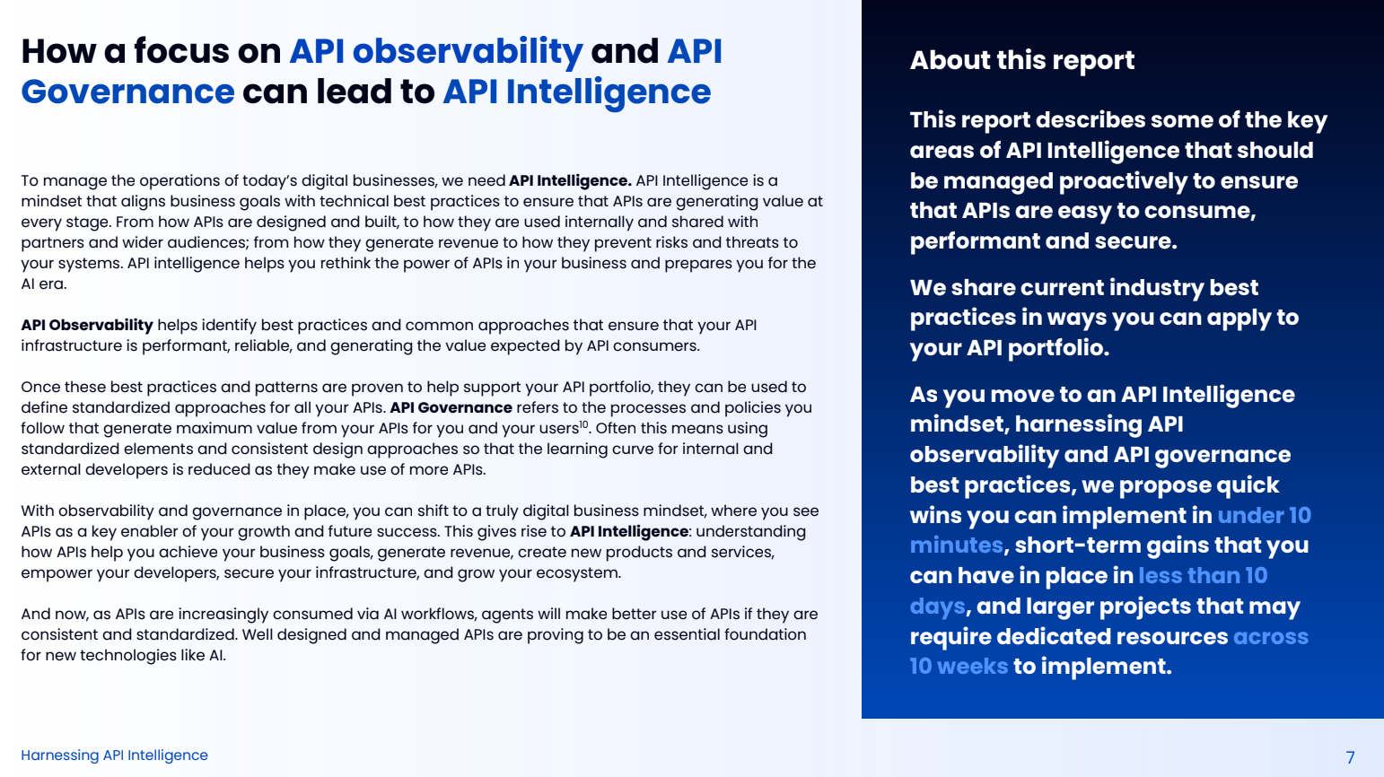 Screenshot of a page of the Harnessing API Intelligence Report