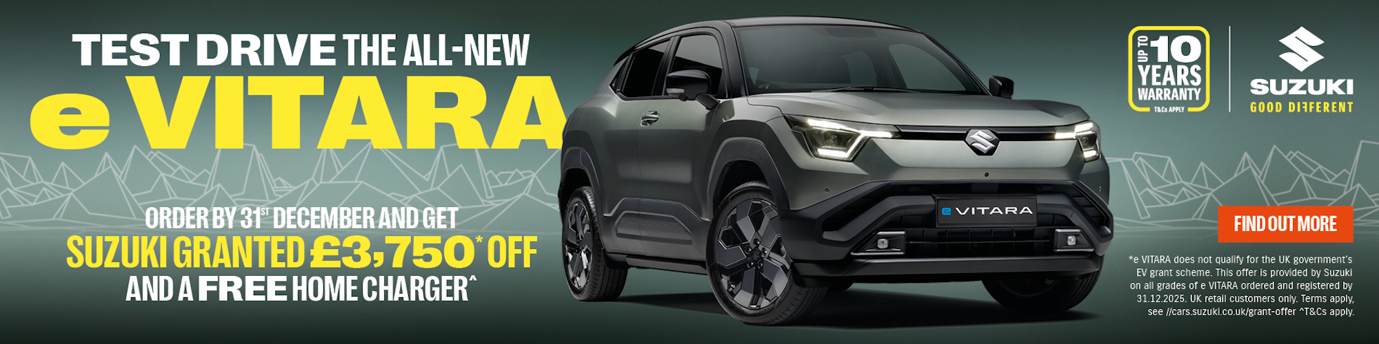 Suzuki e Vitara £3750 saving and free home charger offer