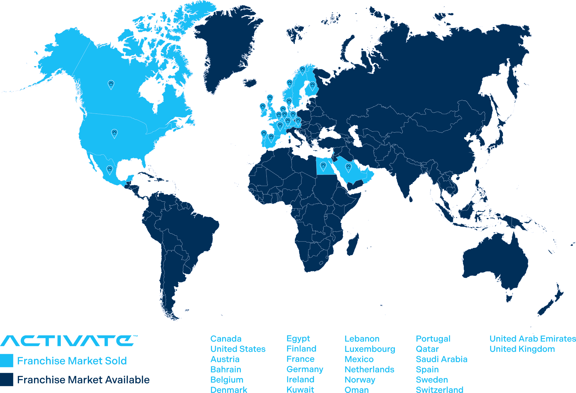 Activate Games Franchise Locations Map