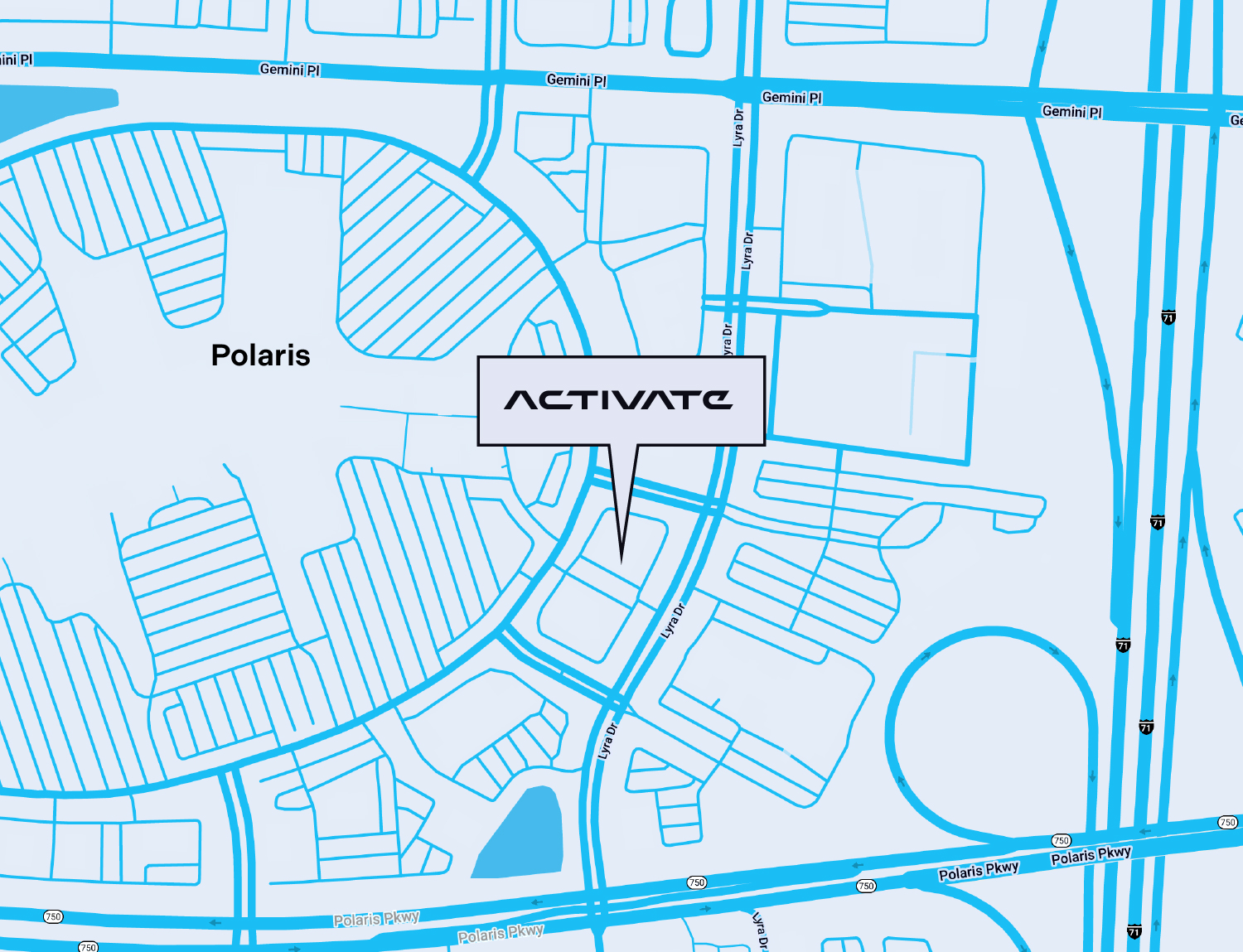 Map showing location of Activate Columbus (Polaris)