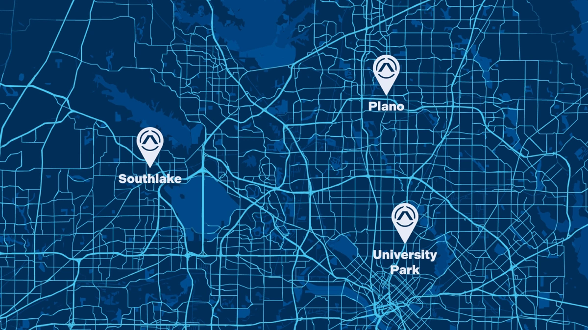 Map of the Dallas-Fort Wortharea with highlighted Activate locations