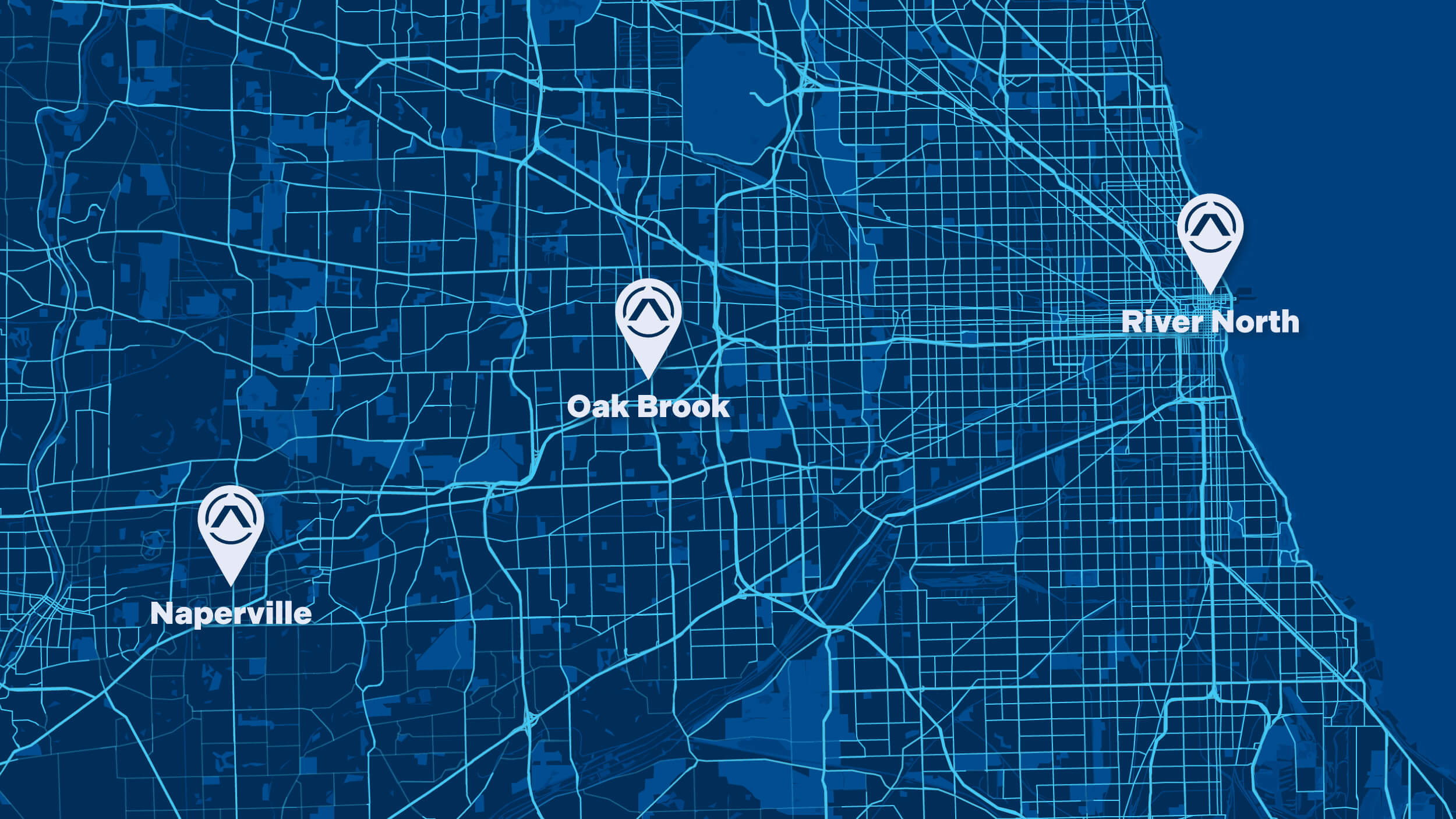 Map of the Chicagoarea with highlighted Activate locations