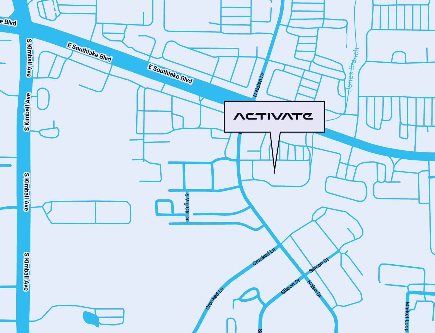 Map showing location of Activate Dallas-Fort Worth (Southlake)