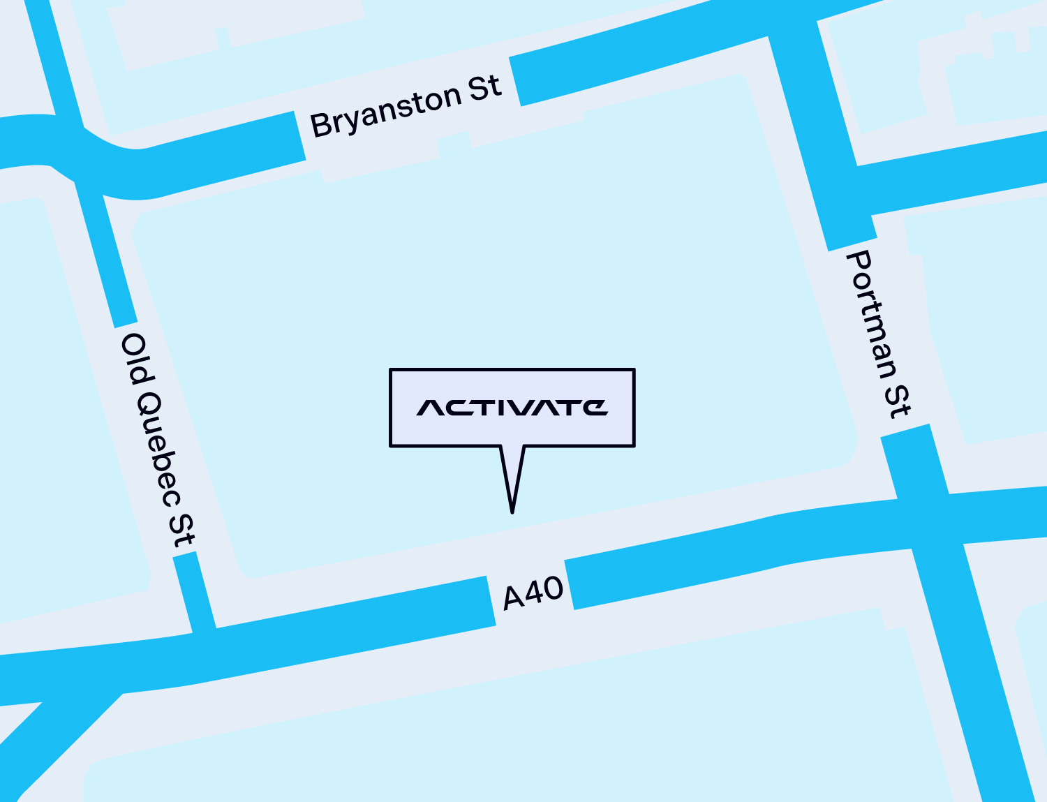 Map showing location of Activate London (Oxford Street)