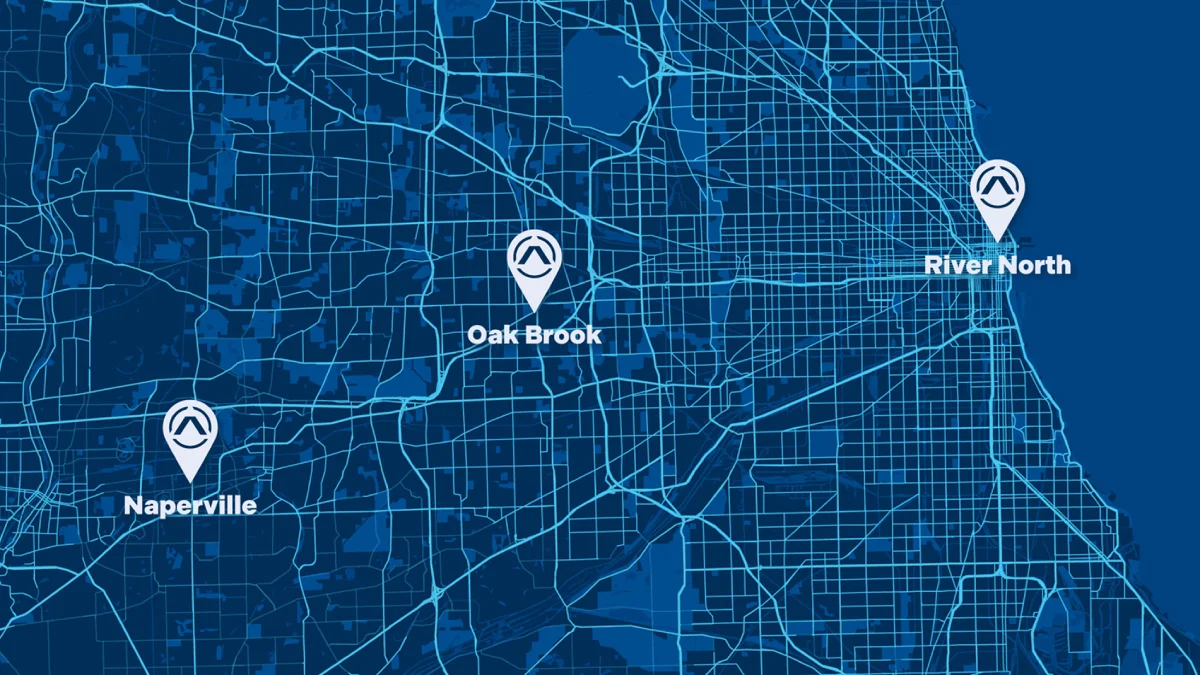 Map of the Chicagoarea with highlighted Activate locations
