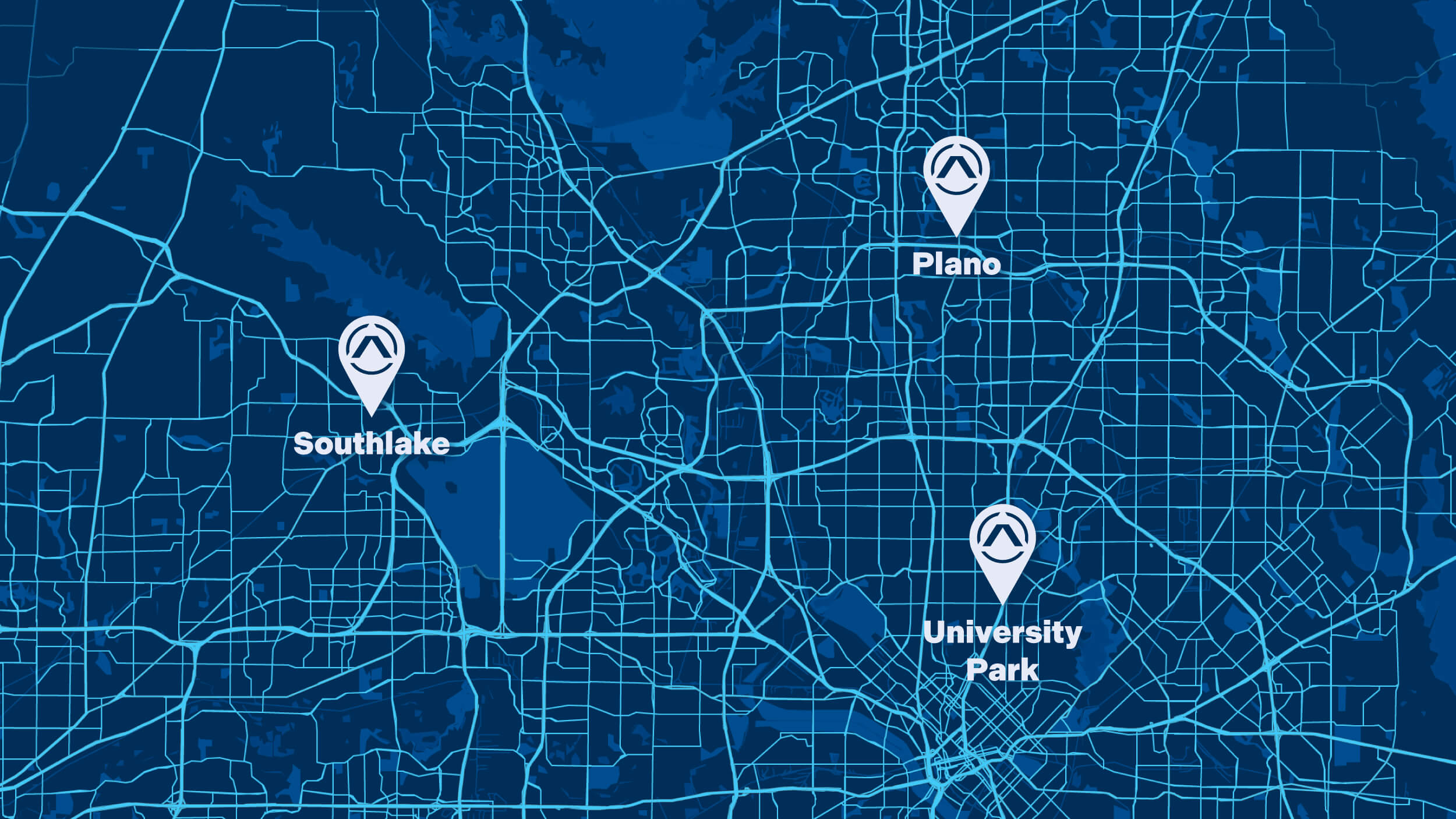 Map of the Dallas-Fort Wortharea with highlighted Activate locations