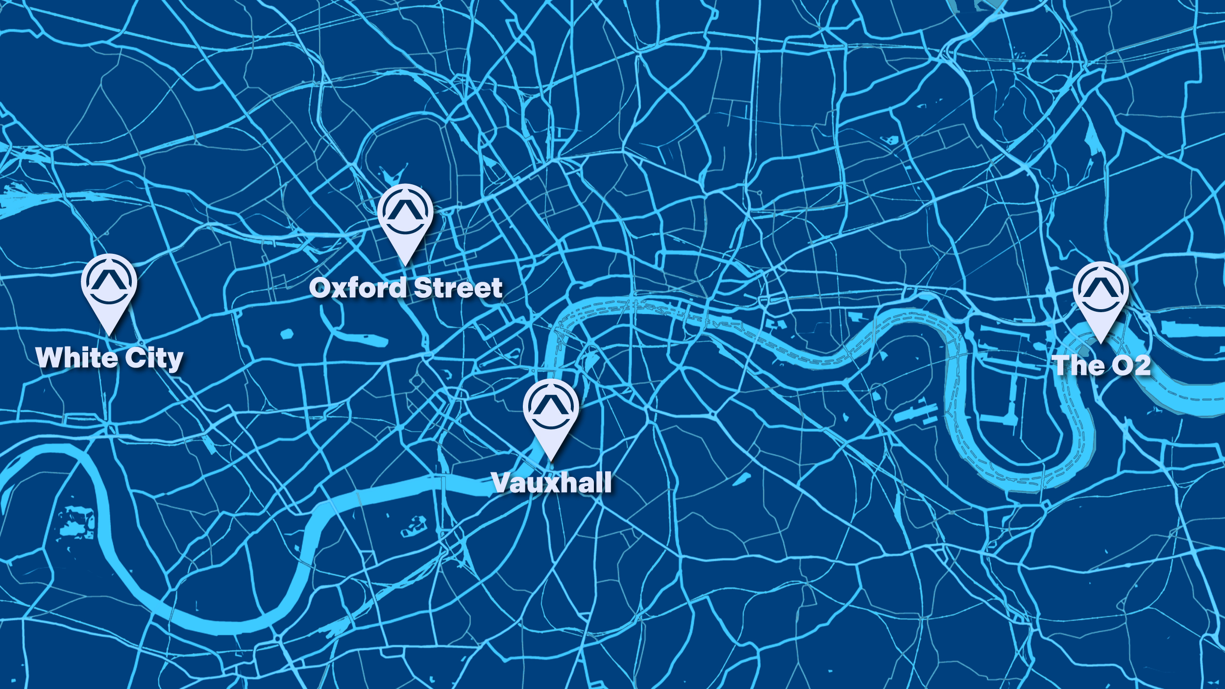 Map of the Londonarea with highlighted Activate locations