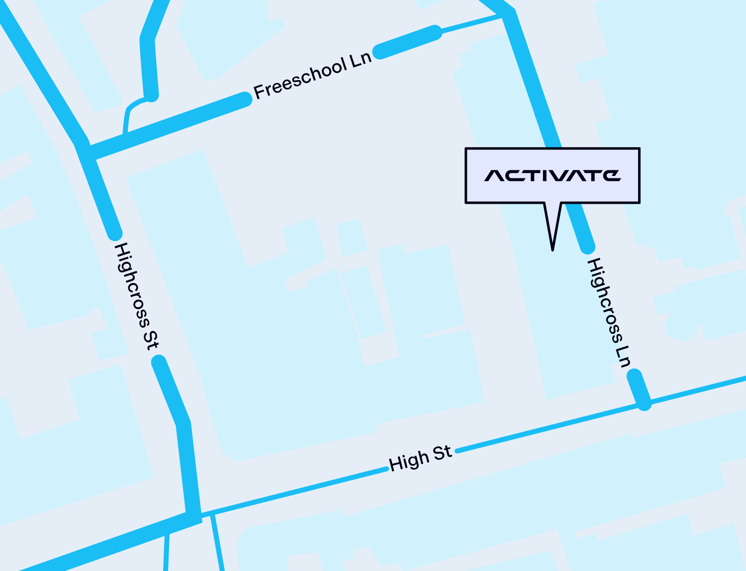 Map showing location of Activate Leicester (Highcross)