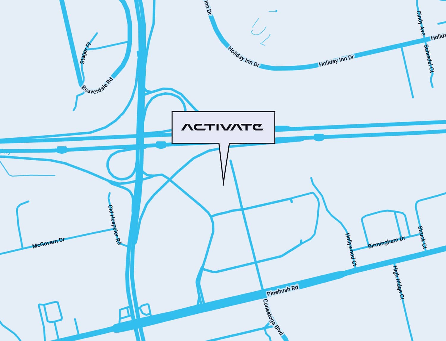 Map showing location of Activate Cambridge